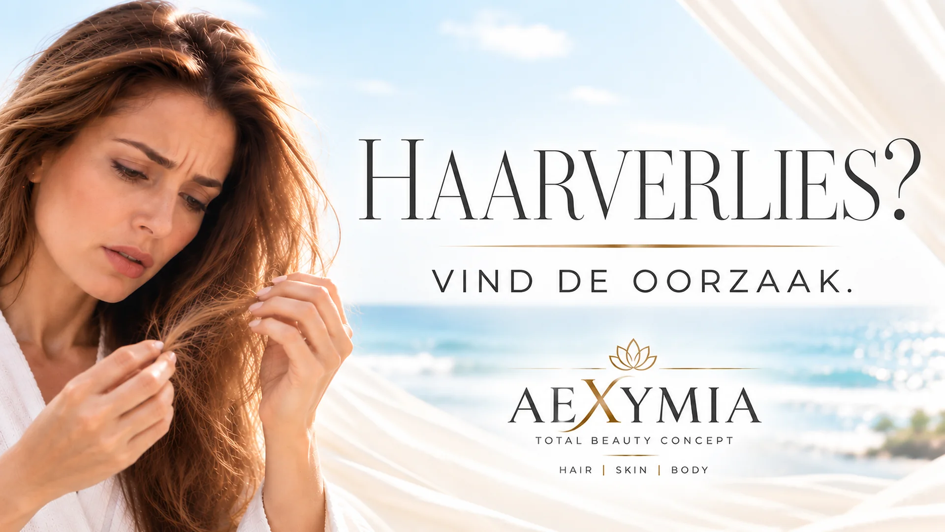 Aexymia campagnebeeld: Haarverlies? Vind de oorzaak.